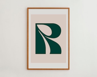 Personalized Initial Print: Modern Monogram Wall Art, Framed or Unframed