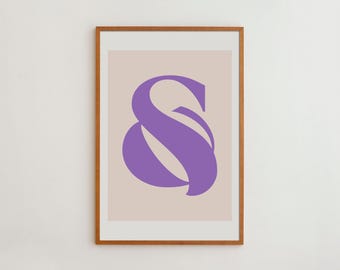 Custom Initial Wall Art: Retro Style Poster Print