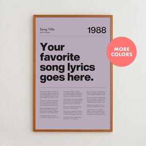 Custom Song Lyric Poster: Personalized Music Wall Art, Framed Print