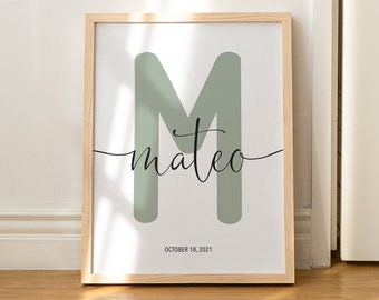 Personalized Wall Art Print for Nursery and Kids Room | Name Initial Poster With a Wide Range Of Colors And Sizes