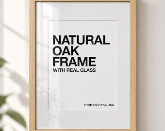 Premium Natural Oak Picture Frame with Real Glass, Removable Mat, Crafted in USA