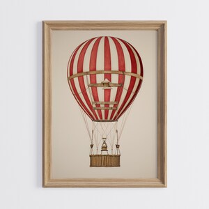 Vintage Hot Air Balloon | Wall Art Print for Nursery and Kids Room Decor | Country Style Home Decor | Poster