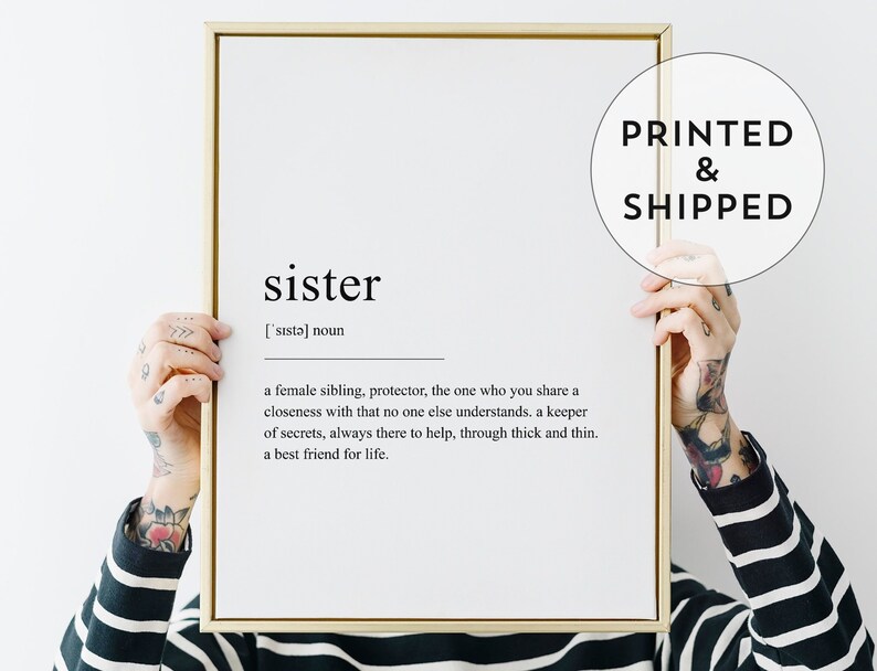 Sister Definition Wall Art Typography Wall Art Black and Etsy