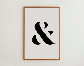 Minimalist Black and White Wall Art Print for Modern Home Decor | Ampersand Typography Artwork Poster