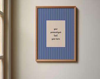 Custom Text Poster, Personalized Quote Print, Retro Stripes Artwork
