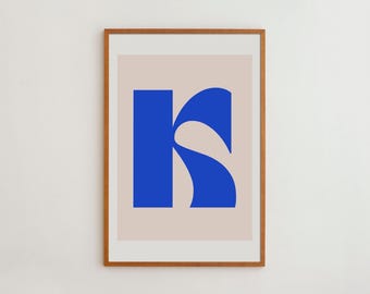 Personalized Initial Print: Modern Monogram Wall Art, Framed or Unframed