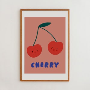 Minimalist Baby Girl Room Decor Cherry Fruit Wall Art Print Cute Poster Baby Shower Gift for Nursery Wall Decor Artwork