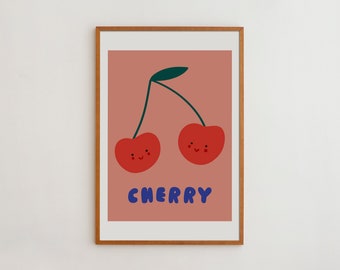 Minimalist Baby Girl Room Decor Cherry Fruit Wall Art Print Cute Poster Baby Shower Gift for Nursery Wall Decor Artwork