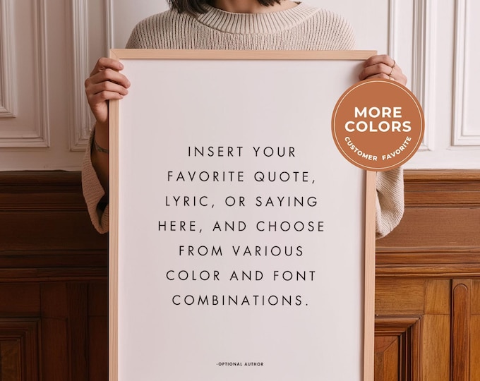 Personalized Quote Wall Art Print | Framed Custom Lyrics or Phrase Typography Poster
