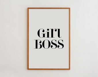 Funny Wall Art for Baby Girl Room Decorations | Girl Boss Poster | Black and White Typography Print