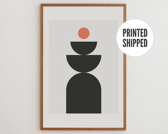 Mid century modern style wall art print, semi circle graphic shapes, printed on high quality art paper
