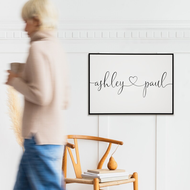 Custom Couple Names With Heart Above Bed Decor Black and Etsy