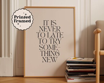 Motivational Saying Print for Office Decor | Framed Black and Beige Wall Art | Inspirational Modern Wall Decor | Minimalist Typography Art