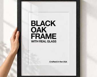 Premium Black Picture Frame with Real Glass, Removable Mat Included, Crafted in USA