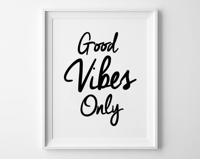 Good Vibes Only Print Black and White Wall Art Typography Etsy