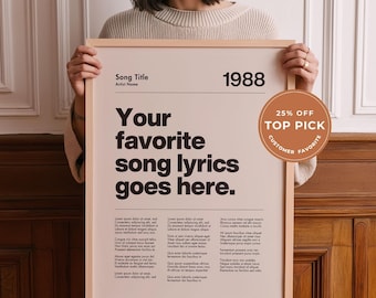 Custom Lyrics Poster: Personalized Music Lover Gift, Framed Song Print