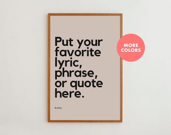 Custom Quote Framed Poster: Personalized Wall Art, 18 Color Options