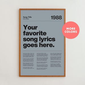 Personalized Song Lyric Poster: Custom Framed Wall Art Gift