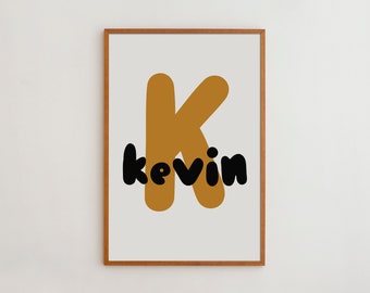 Custom Name Initial Wall Art Print for Nursery and Kids Room | Poster With a Wide Range Of Colors And Sizes | Birthday Gift
