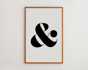 Black and White Minimalist Typography Print for Modern Room Decor | Ampersand Artwork Poster