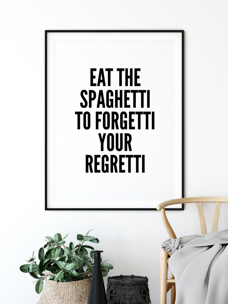 Kitchen Wall Decor Typography Print Black and White Wall Etsy