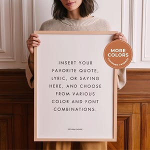 Personalized Quote Wall Art Print | Framed Custom Lyrics or Phrase Typography Poster