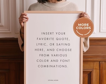 Personalized Quote Wall Art Print | Framed Custom Lyrics or Phrase Typography Poster