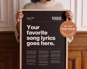 Custom Song Lyrics Poster: Personalized Gift, Art Print for Music Lover