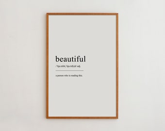 Beautiful Definition Wall Art Typography Poster Black and White Print Funny Definition True High-Quality Poster