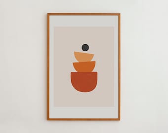 Boho Wall Art | Minimalist Poster | Orange Wall Decor | Bohemian Print | Artwork | Colorful Art