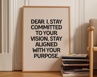 Motivational Quote Wall Art | Dear I Stay Committed to Your Vision Typography Print | Framed Matte Paper Poster