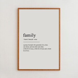Family definition print Black and white wall art Funny definition gift Matte paper poster Housewarming present
