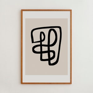 Minimalist Wall Art Decor | Black and Beige Line Art Poster | Artwork for Modern Home Decoration