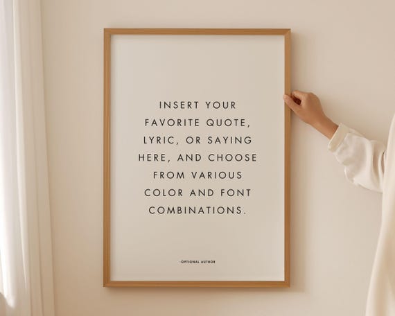Personalized Gift Quote Wall Art Print | Custom Lyric or Phrase Wall Decor With Various Color Combinations | Framed Typography Poster