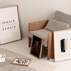 Inhale Exhale Print, Minimalist Typography Poster | Archival Matte Paper | Solid Oak Frame Options, Multiple Sizes imagem 7
