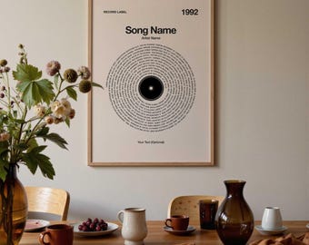 Framed Custom Vinyl Lyrics Print | Music Lover Gift, X-Large Song Poster
