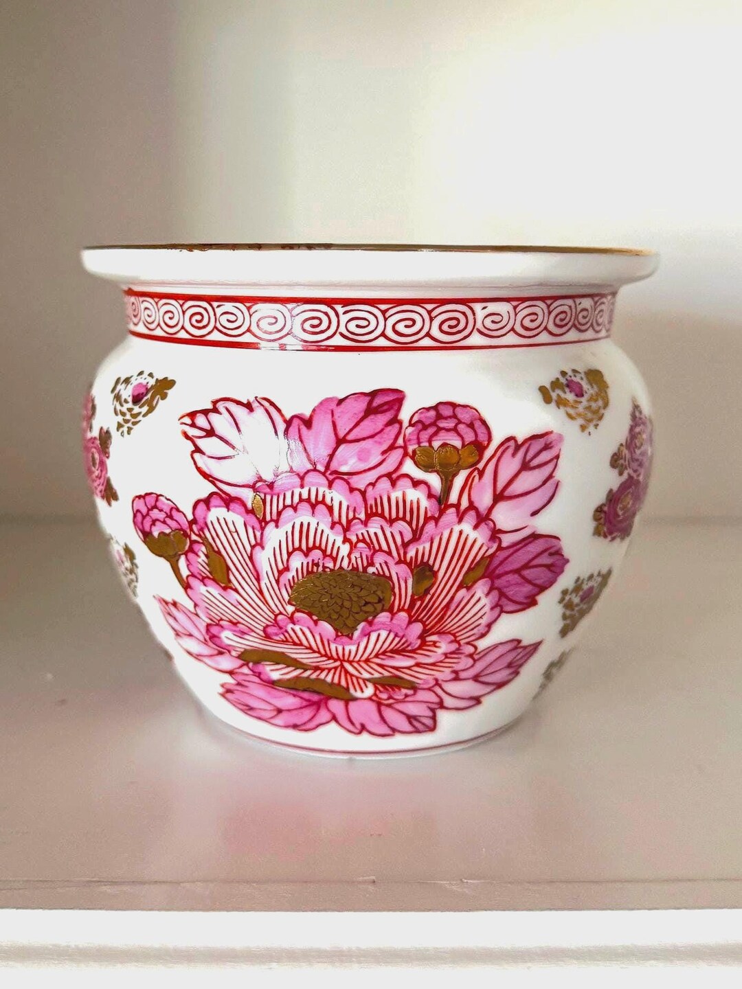 PINK Gold Imari Planter / Cachepot - RARE! - Etsy