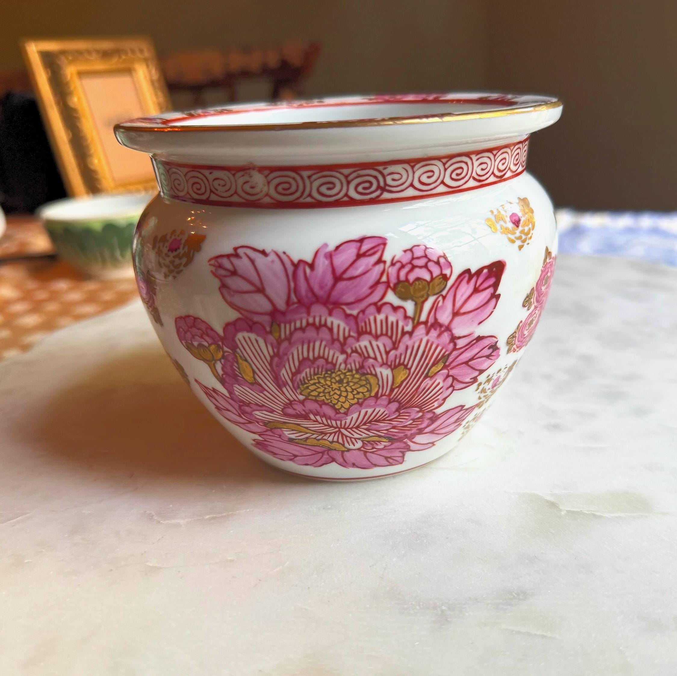 GOLD IMARI の鉢です。 PINK Gold Imari Planter / Cachepot - RARE! - Etsy