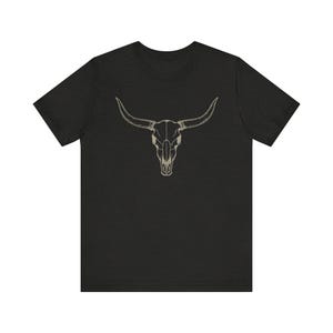 Camiseta unisex con calavera de cuernos largos, gráfico de calavera de vaca occidental imagen 6