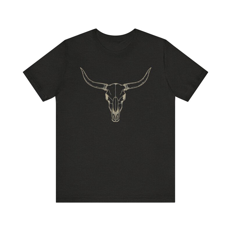 Camiseta unisex con calavera de cuernos largos, gráfico de calavera de vaca occidental imagen 6