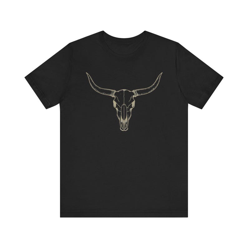 Camiseta unisex con calavera de cuernos largos, gráfico de calavera de vaca occidental imagen 4