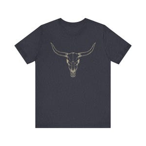 Camiseta unisex con calavera de cuernos largos, gráfico de calavera de vaca occidental imagen 10