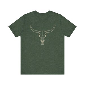 Camiseta unisex con calavera de cuernos largos, gráfico de calavera de vaca occidental imagen 8