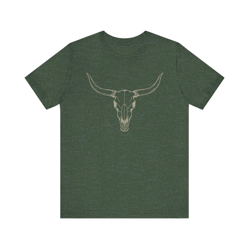 Camiseta unisex con calavera de cuernos largos, gráfico de calavera de vaca occidental imagen 8