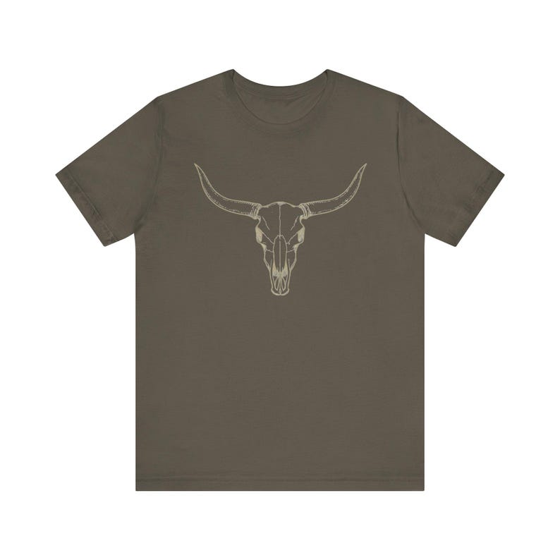 Camiseta unisex con calavera de cuernos largos, gráfico de calavera de vaca occidental imagen 7