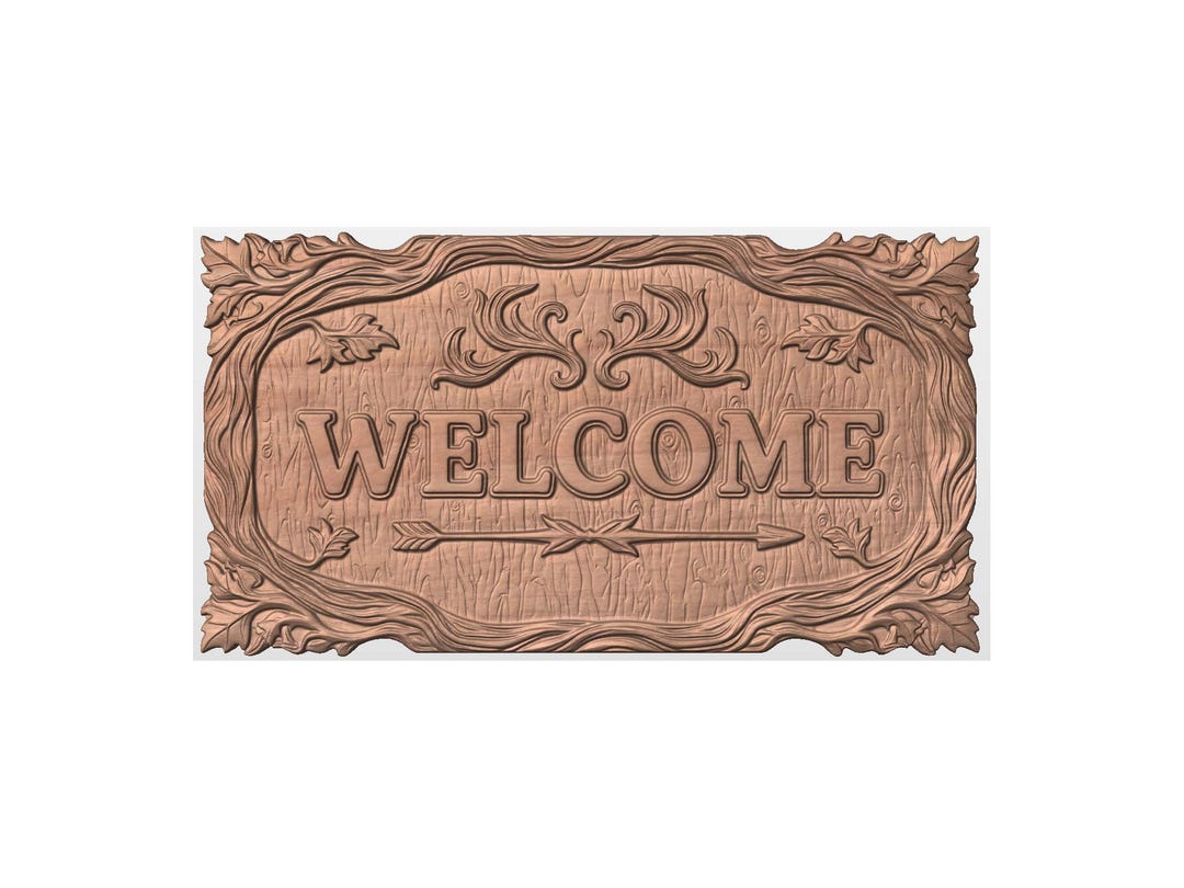 Ornate Welcome Sign STL for CNC Router | Decorative 3D Wood Carving ...