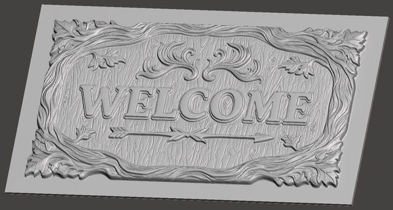 Ornate Welcome Sign STL for CNC Router | Decorative 3D Wood Carving ...