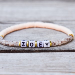 Personalized Name / Word Beaded Bracelet, Heishi Bracelet, Stretch Bracelet