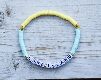 CUSTOM Mint & Yellow Beaded Disc Bracelet