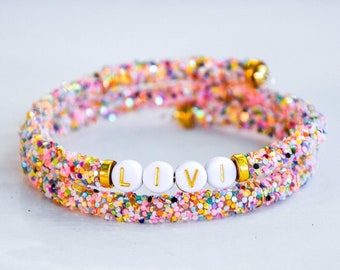 Pulsera personalizada con nombre personalizado, pulsera con cuentas, puño,